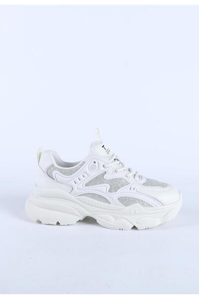 Hayati Arman Women's Imported Thick Sole Lace-Up Sports Shoes & Sneakers White
