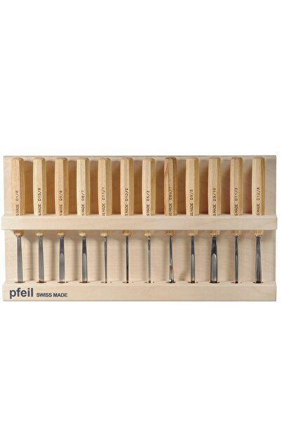 pfeil D 12er, σετ 12 εργαλείων ξυλογλυπτικής, medium-size, σε ξύλινη θήκη