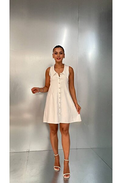 Moda Banuş Long Shirt Collar Mini Dress