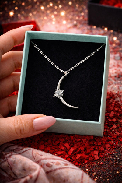 PULİNİN DÜKKANI Steel Necklace with Moon Figure – Elegant Design Stainless St...