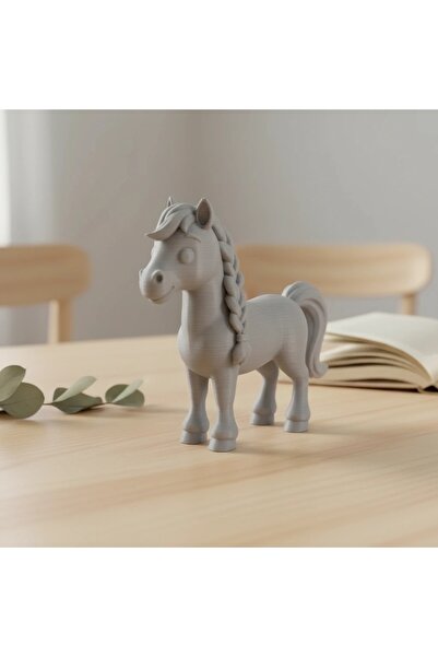 OEM Figurină Cal cu Coamă Împletită Decor Jucărie Mică Plastic 15 mm