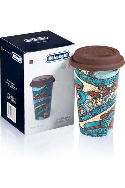 De'Longhi كوب سفر DLSC055 بتصميم مزدوج الجدار للمشروبات الساخنة والباردة، سهل...