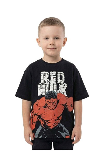 Marvel Toddler Boys Red Hulk Graphic Printed Black T-Shirt
