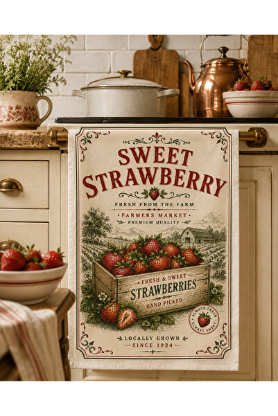 Piloji Vintage Fruit Market Set of 4 Decorative Kitchen Towels |   Strawberry...