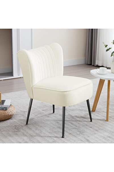 Garvee Mid-Century Style High-Back Velvet Armchair - Upholstered in Striped V...