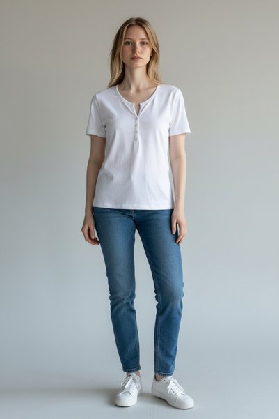 Cottoncool Tricou de damă cu guler Henley