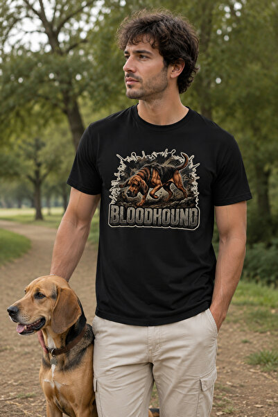 WİDİ Unisex Blood Hound Printed T-Shirt - Hunter Dogs Series Crew Neck Cotton...