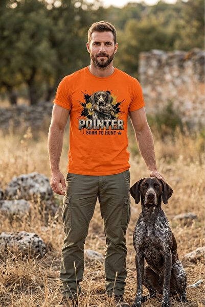 WİDİ Unisex Pointer Hunt Printed T-Shirt - Hunter Dogs Series Crew Neck Cotto...
