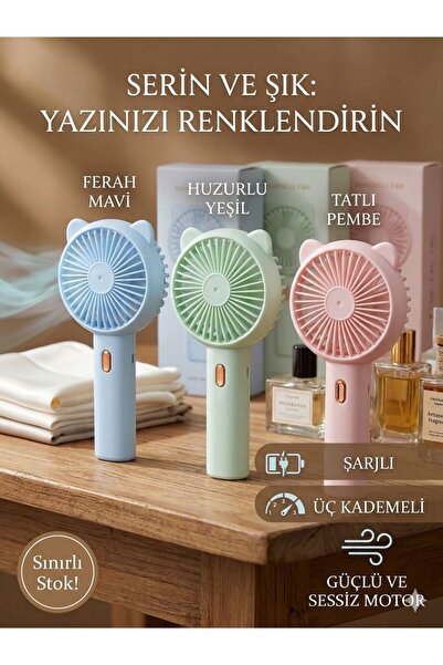 CEBER TİCARET Şarjlı Mini Taşınabilir El Fanı 1 Adet