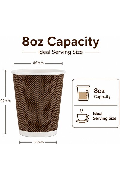 Sunny Your Bright choice Sunny Premium Ripple Wall Paper Cups 8oz – Insulated Disposable Coffee Cups, Heat Resistant, Leak Proof, for Tea & Coffee (Pack of 25)