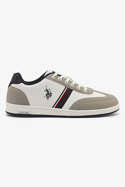 U.S. Polo Assn. حذاء رياضي رجالي خفيف الوزن ومريح من القماش للمشي اليومي - أبيض