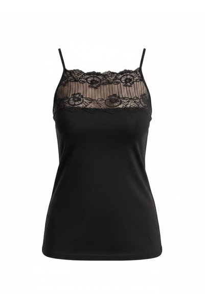 GİYU SHOP Tricou pentru femei, cu bretele subțiri, din material elastic, cu dantelă largă