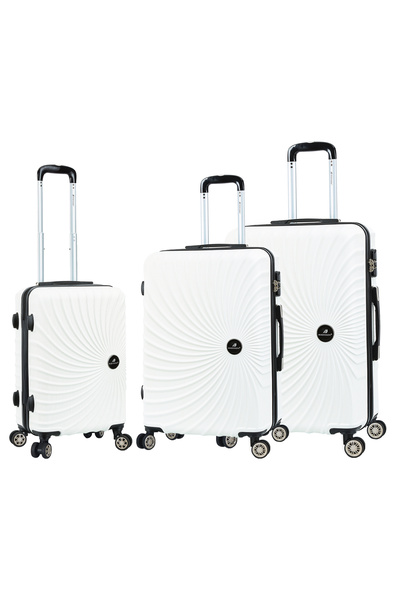 Madisson Set de trolere, 3 piese, ABS, Lacăt cu combinație, 4 roți, SW44603, Alb