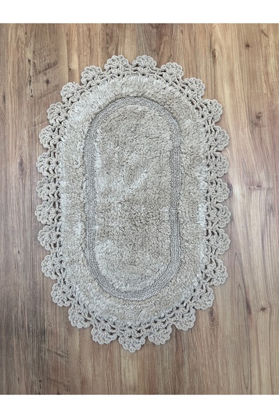 PIRILTI COLLECTION Braided Mat 100% Cotton (the Edges Are Hand-Knitted) - 60X...