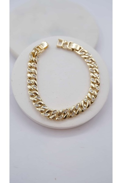 Jerie Gold Baget Stone Detailed Gourmet Bracelet