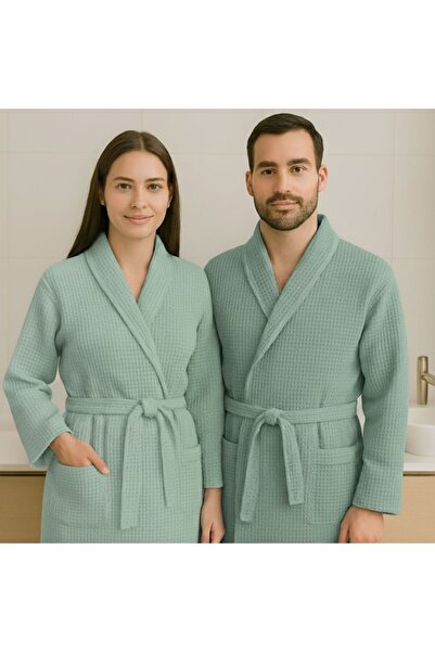 Pucioasa Halat baie gofrat unisex, bumbac 100%, XL/XXL, Verde