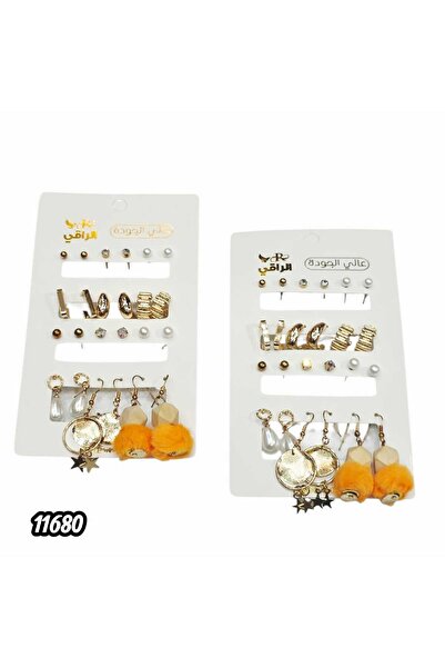 Generic "High-End" Assorted Earrings Set - 12 Pairs of Gold and Orange Fur De...