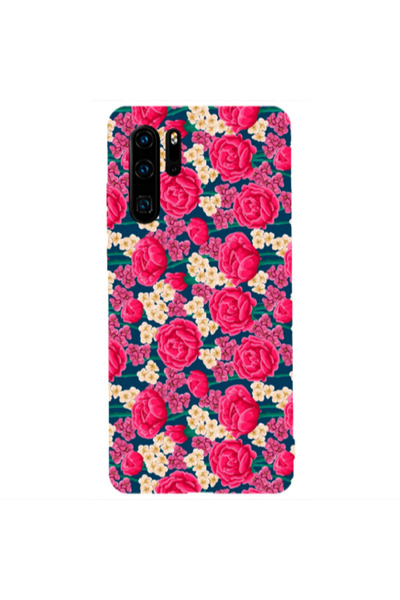 Other Huawei P30 Pro Red and pink Flowers Transparent Silicone TPU Θήκη
