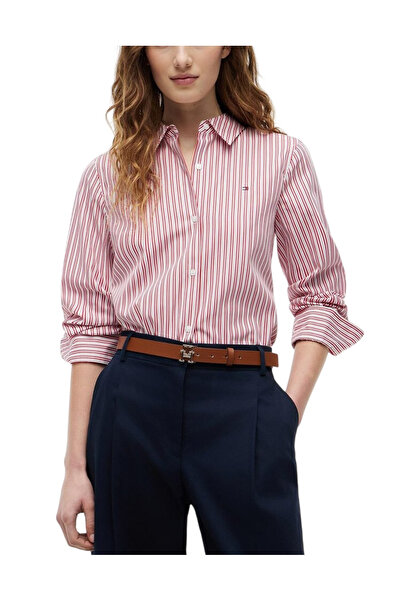 Tommy Hilfiger Γυναικείο Ριγέ Πουκάμισο Ροζ WW0WW51155-0FC