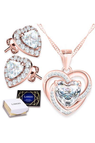Larezo 18K Rose Gold Plated Jewelry Top Bottom Set , Classic White Crystal He...