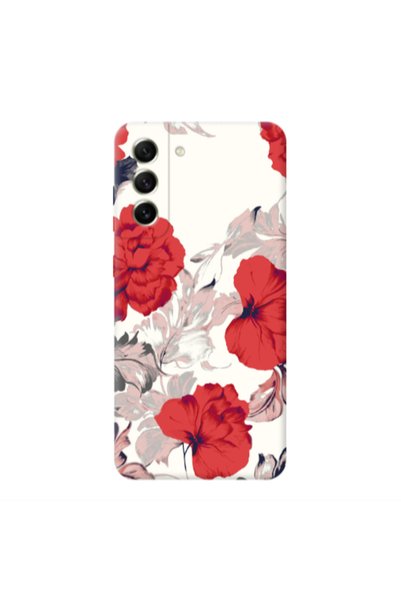 Other Samsung S21 FE Red Flowers Transparent Silicone TPU Θήκη