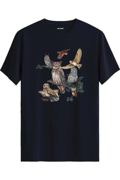 Colermi Owl Composition Nature Themed Artistic T-Shirt