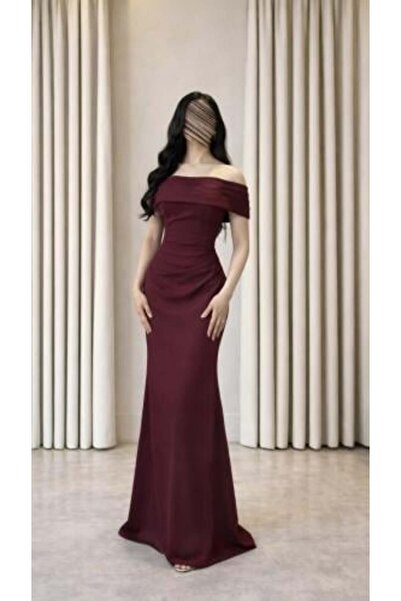 BASMA FASHION Off Shoulder Barbie Elegant Royal Cut Two Color Dress Burgundy+...