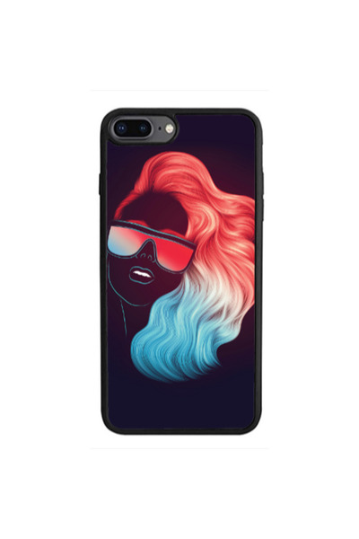 Other Apple iPhone 7 Plus Girl with glasses Black Glossy Θήκη