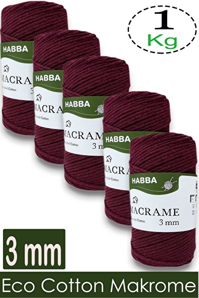 habba respect 1 Kilo Habba Cotton Macrame 3 mm - (Pack of 5) - 107