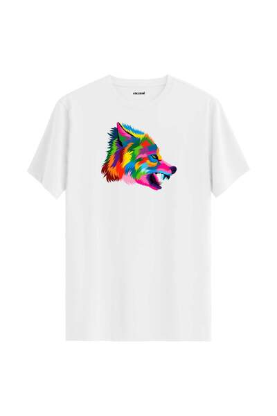 Colermi Colorful Wild Wolf Figure T-Shirt