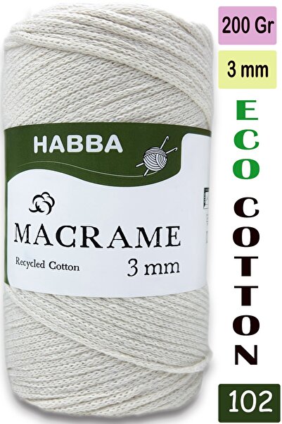 habba respect Habba 3 mm -Premium Cotton Cotton Macrame Rope-Cotton Chain Mac...