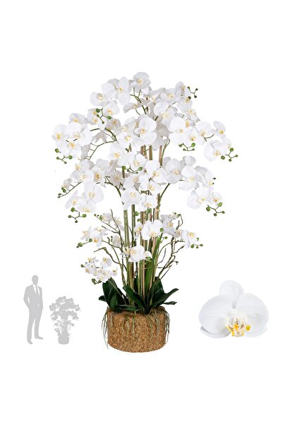 Roberto Rossi Orhidee artificiala alba cu aspect H120 cm cu 21 tulpini