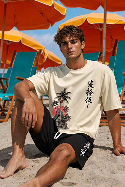 MODEX STYLE 100% Cotton Oversize Men's T-Shirt Shorts Set Streetwear Summer C...