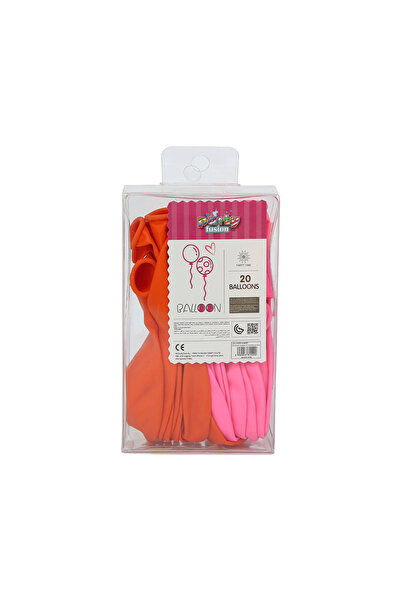 Party Fusion 20 pcs Balloon Set, 10 inches, Orange/Pink