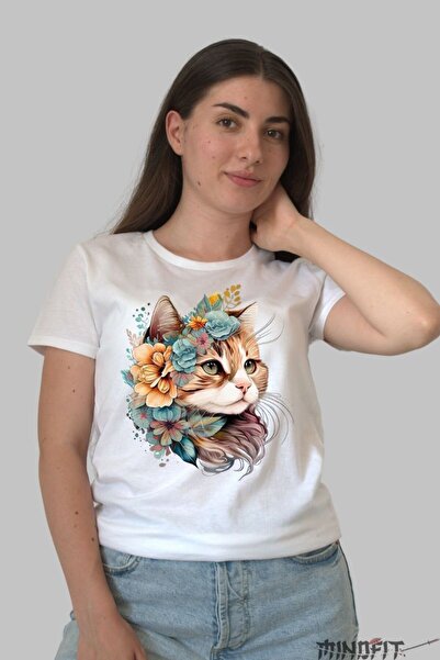 GILDAN Tricou Dama Cu Pisica Inflorata