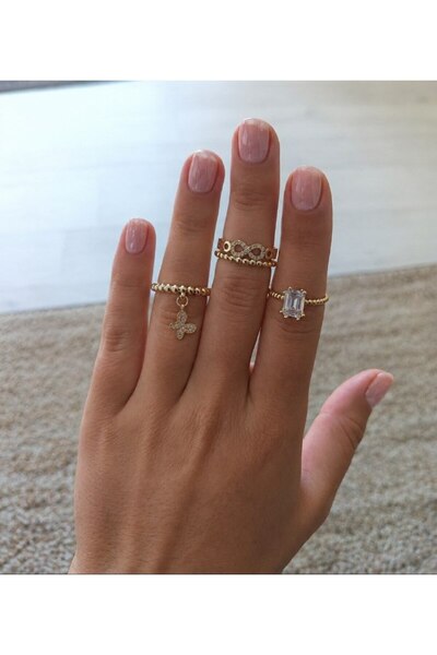 IAMIRA Top Bottom Set of 3 gold-plated rings, adjustable