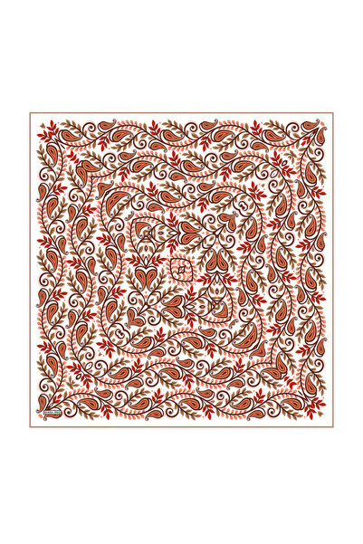 Bursa İpek Salmon Spike Pattern Twill Silk Scarf