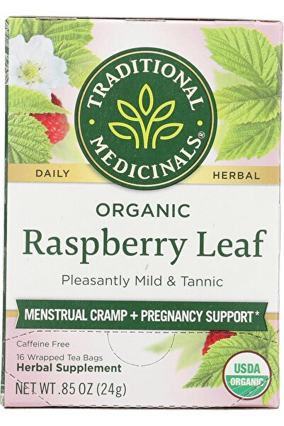 TRADITIONAL MEDICINALS Raspberry Flavored Herbal Tea Bags, Pack of 16 Bags
