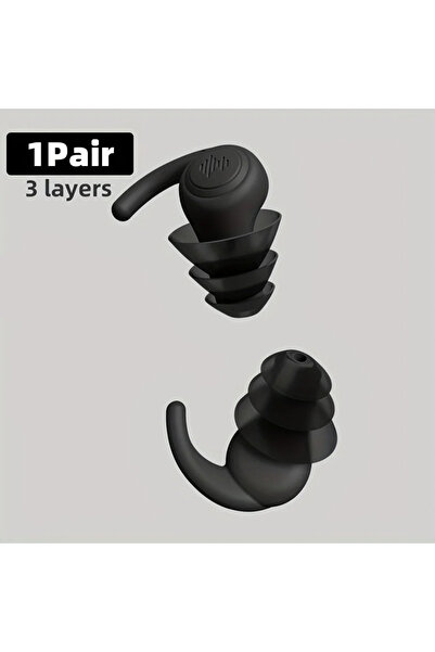 Choice7 3-Layer-Black Swimming Ear Plugs Reusable Silicone Swim Ear Plugs Noi...