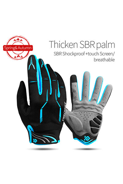 Choice4 L 91040 blue Bike Gloves with Thick SBR Shock-Absorbing Palm - Touchs...