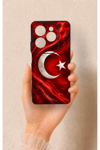 Vip Case حافظة سيليكون متوافقة مع هاتف إنفينيكس هوت 40 برو بنمط العلم التركي