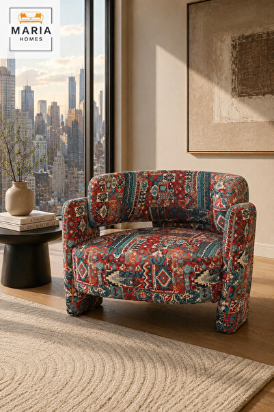 MARIA HOMES Persian Pattern Accent Chair – Upholstered Lounge Chair for Livin...