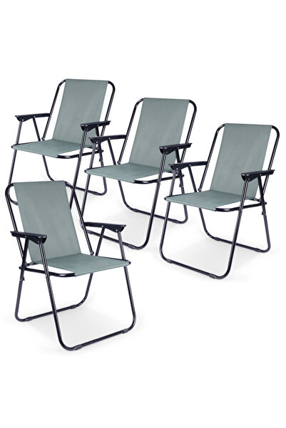 Vilde Set de 4 scaune de camping pliabile, gri