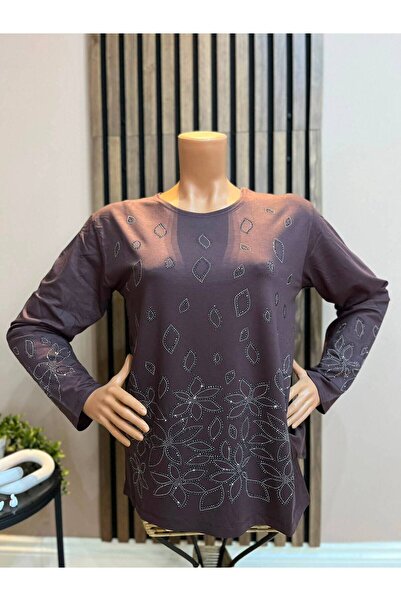 AKMAVİ Women's Combed Cotton Blouse for Middle-Aged and Older Women with Flor...