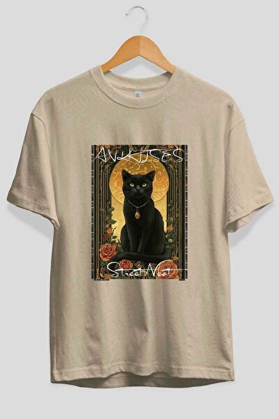 Ankhises Μπλουζάκι  "For the Love of Cats " με 84 σχέδια γάτας, μπεζ χρώμα, o...