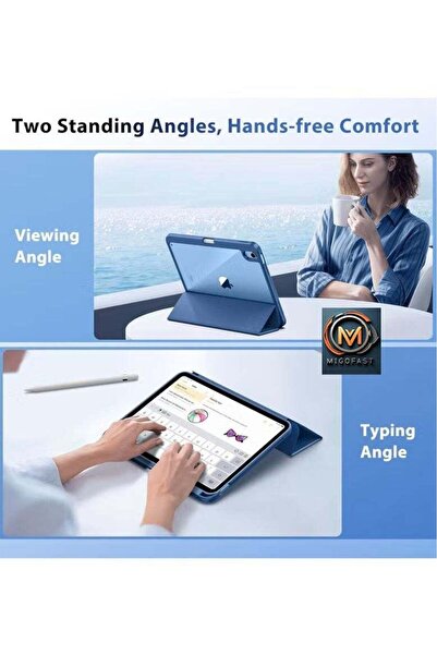Youqin Home MIGOFAST Case for iPad (A16) 11th Gen 11" 2025 / 10th Gen 10.9" 2022, Pencil Holder, Clear Back - Abyss Blue