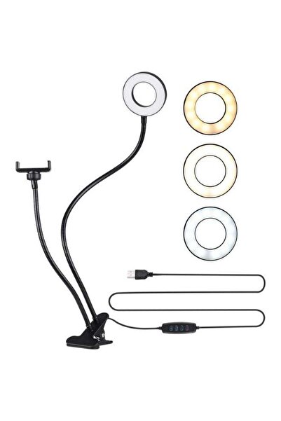 Docooler 2-In-1 LED Ring Light With Cell Phone Holder Stand Black/White