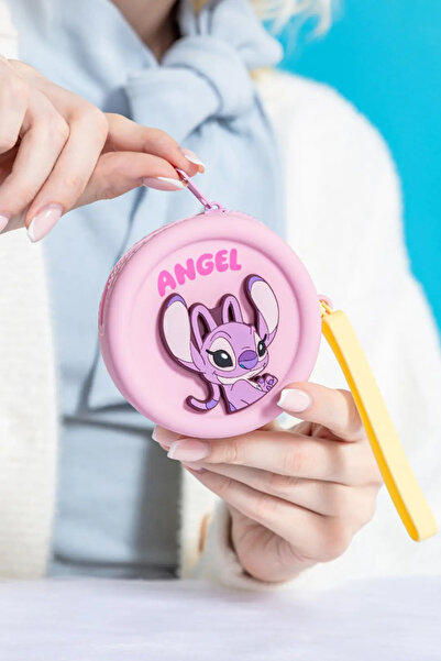 Miniso حقيبة عملات معدنية مرخصة من ديزني ستitch ملاك - مع حزام سيليكون 10 سم