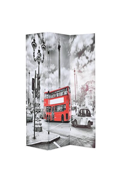 vidaxl Paravan cameră pliabil, 120x170 cm, autobuz londonez, negru/alb