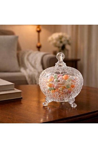 Generic Luxury glass serving bowl with lid and raised base